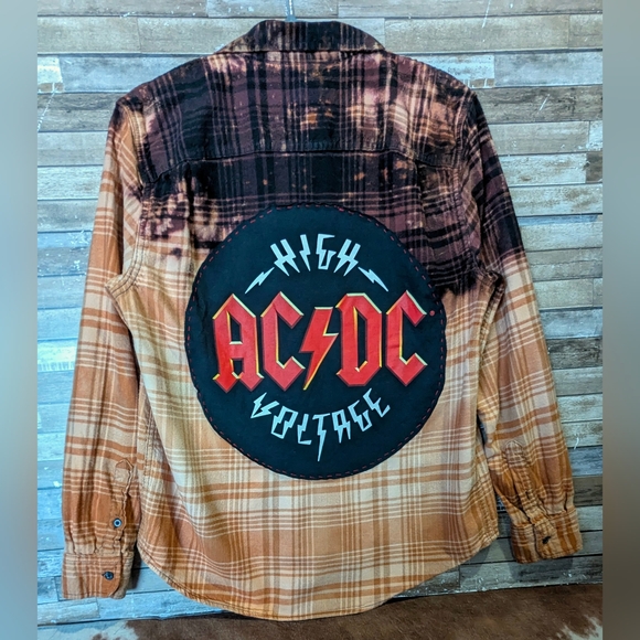 George | Tops | Acdc High Voltage Upcycled Handcrafted Dip Dye Bleach ...